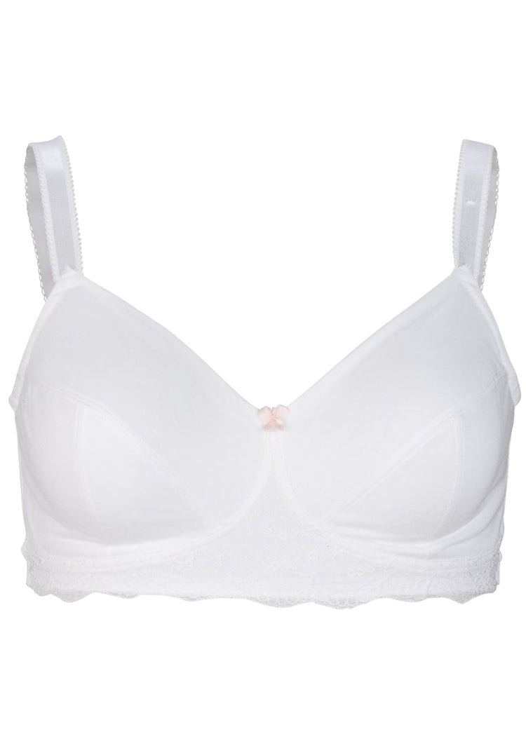 Brooke Non-Wired Cotton with Lace Bra Ivory