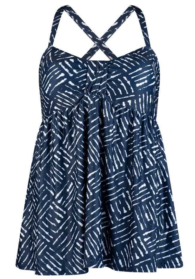 Waffle Print Swimdress with Wirefree Soft Bra D-E