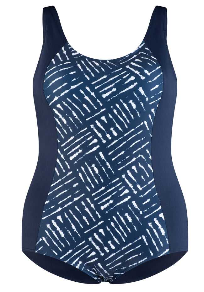 Waffle Print Onepiece Bather with Wirefree Soft Bra D-E