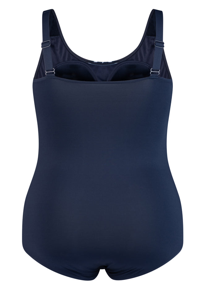 Waffle Print Onepiece Bather with Wirefree Soft Bra D-E