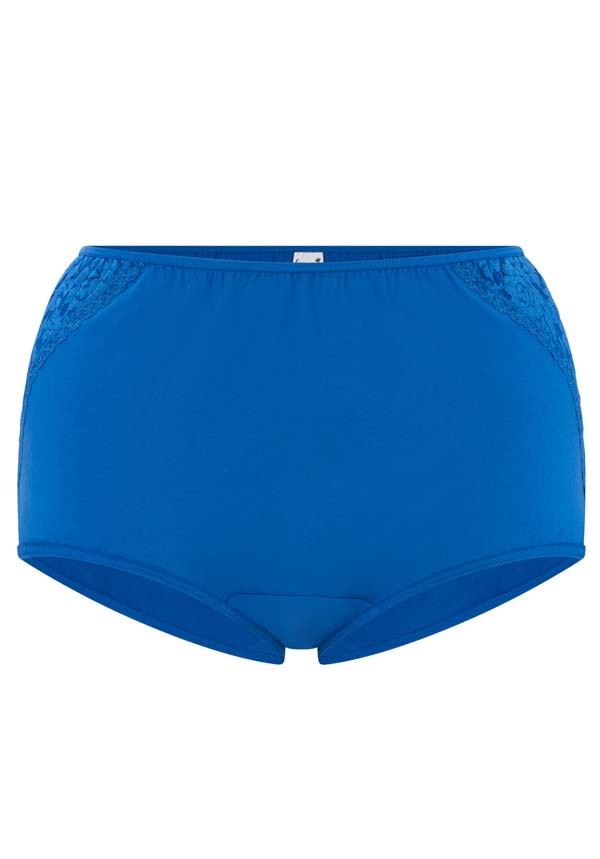 Women Cotton & Lace Full Brief (Blue)