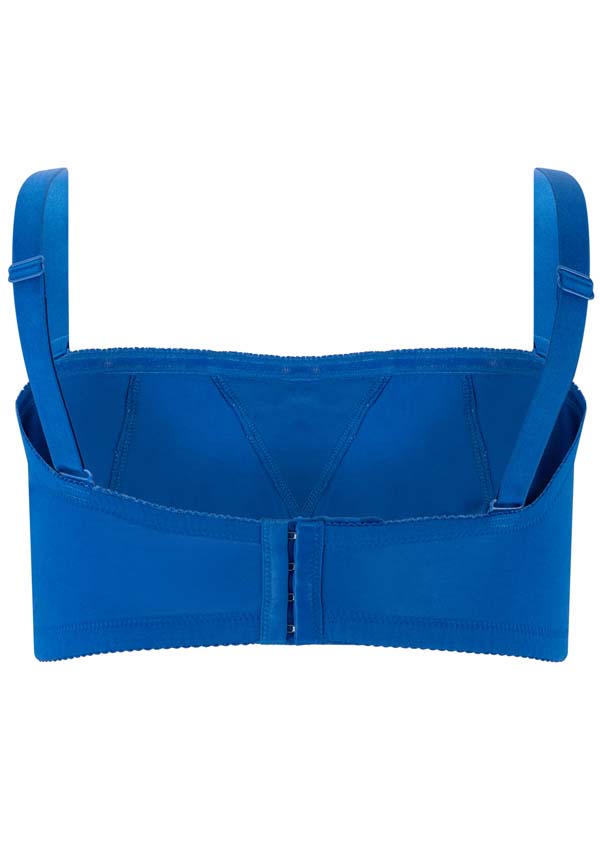 Cotton & Lace Non-Wired Bandeau Bra Blue