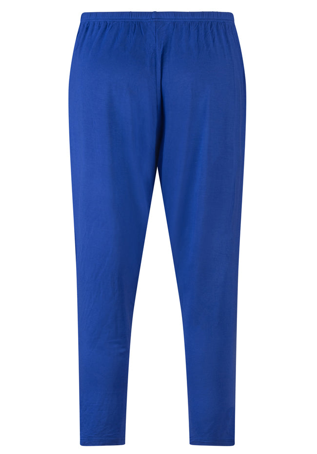 Plus Size Tapered Leg Stretch Pants Blue