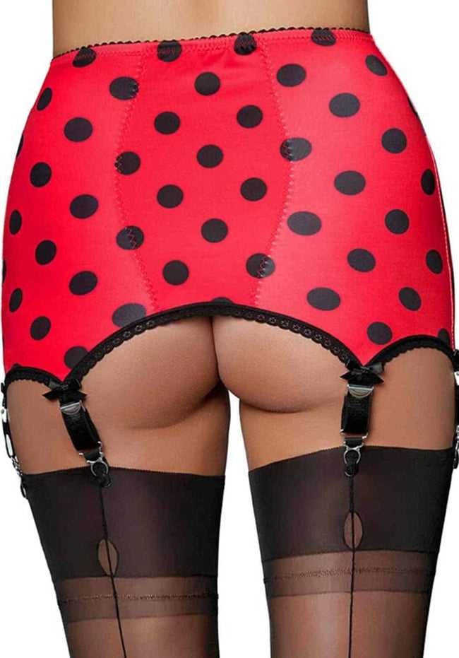 6 Strap Polka Dot Retro Girdle Red