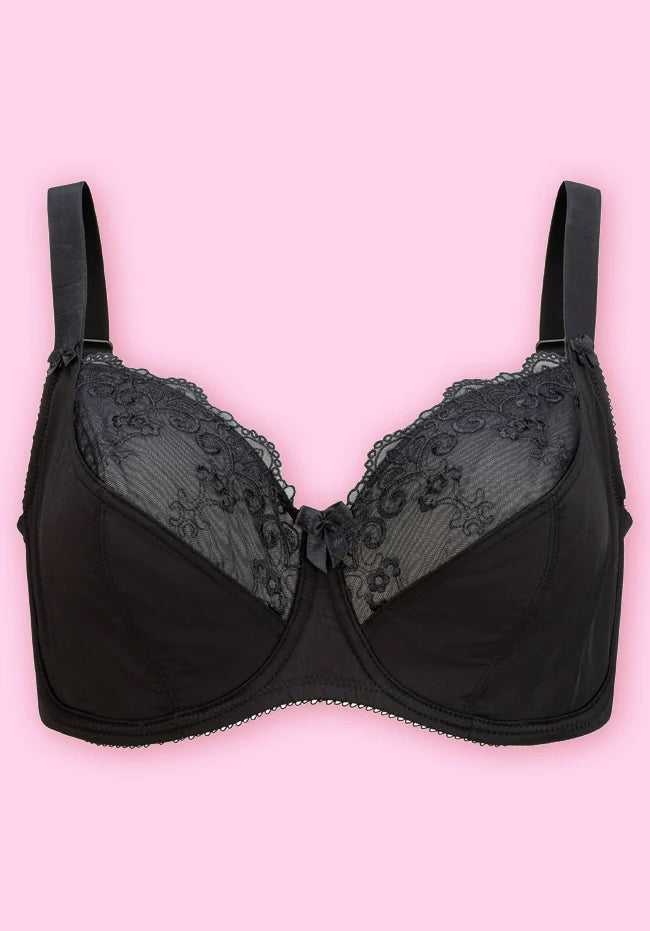 Rita Lace Cup Underwire Balcony Bra Black