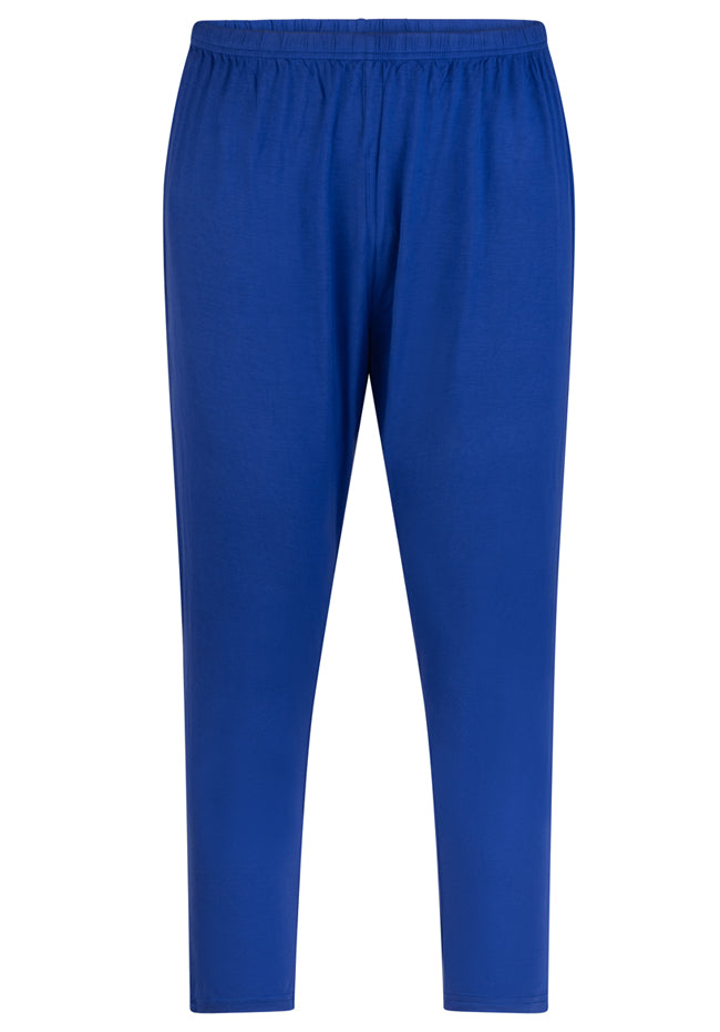 Plus Size Tapered Leg Stretch Pants Blue