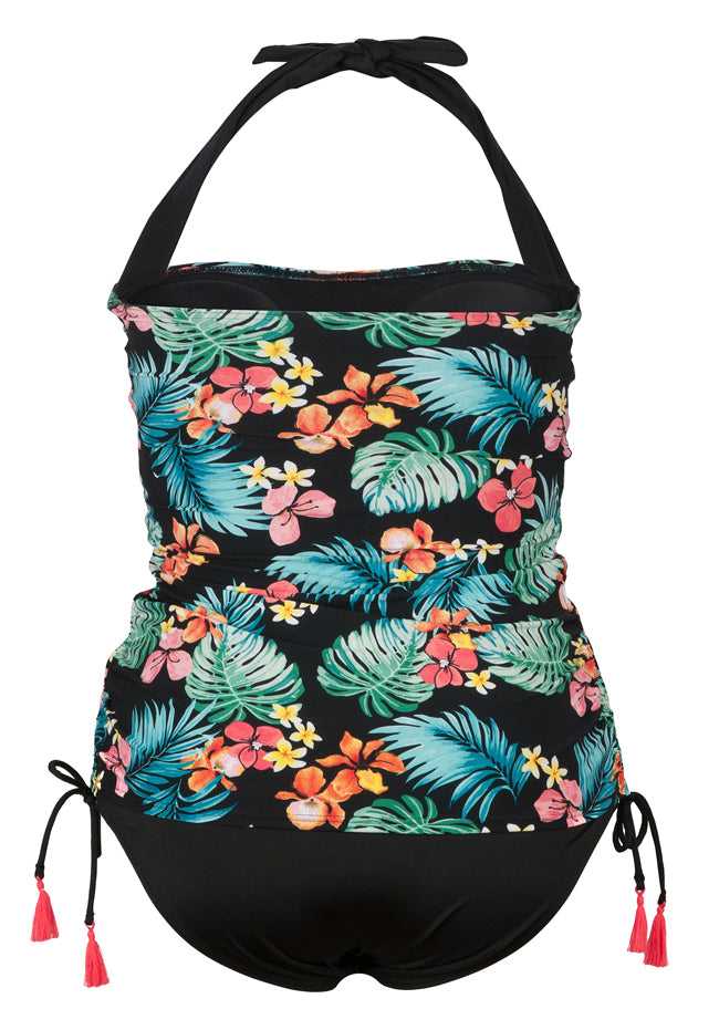 Tropical Waist-Shaping One Piece Swimsuit with Padded Bra DD E