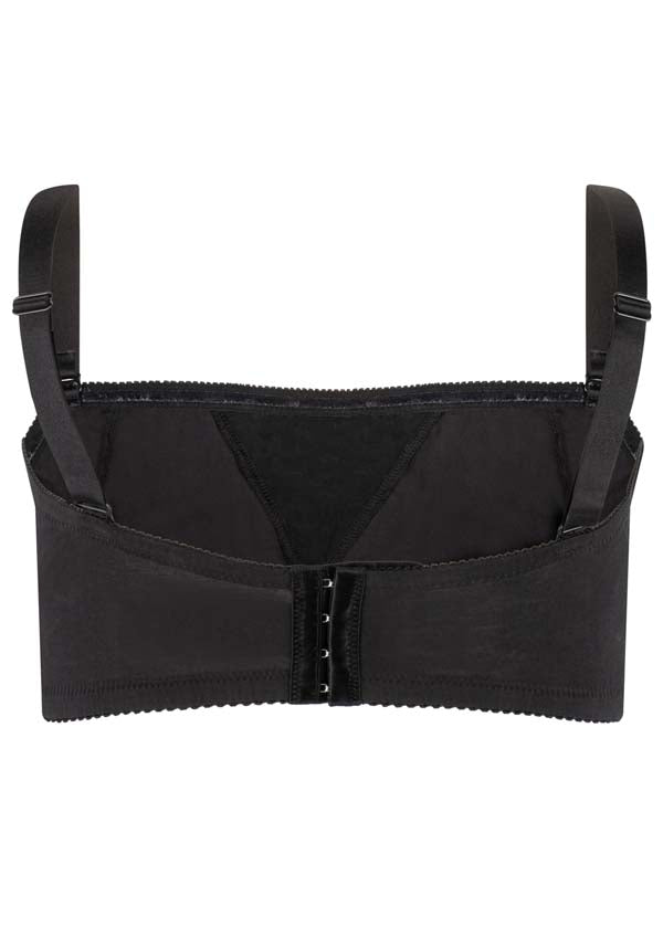 Cotton & Lace Non-Wired Bandeau Bra Black