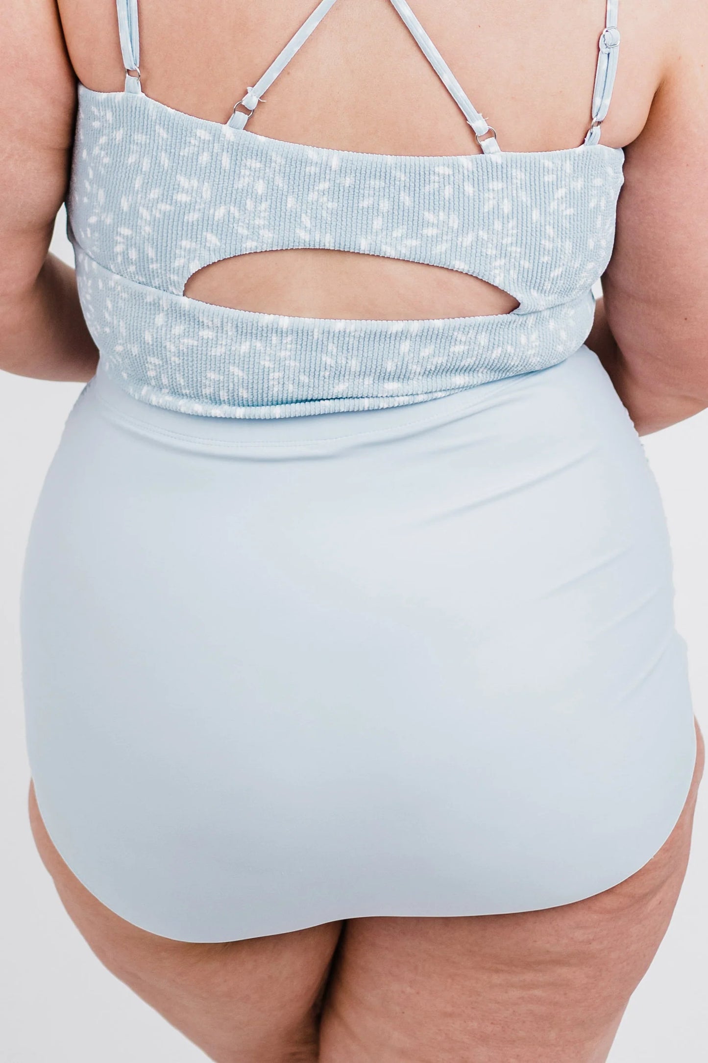 High Waisted Ruched Bottom Powder Blue