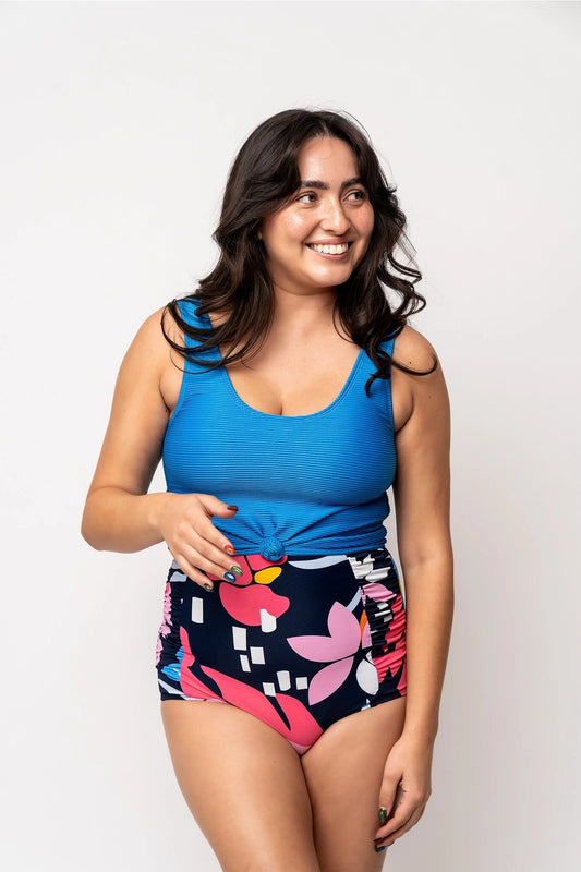 Knotted Front Swim Top Blue