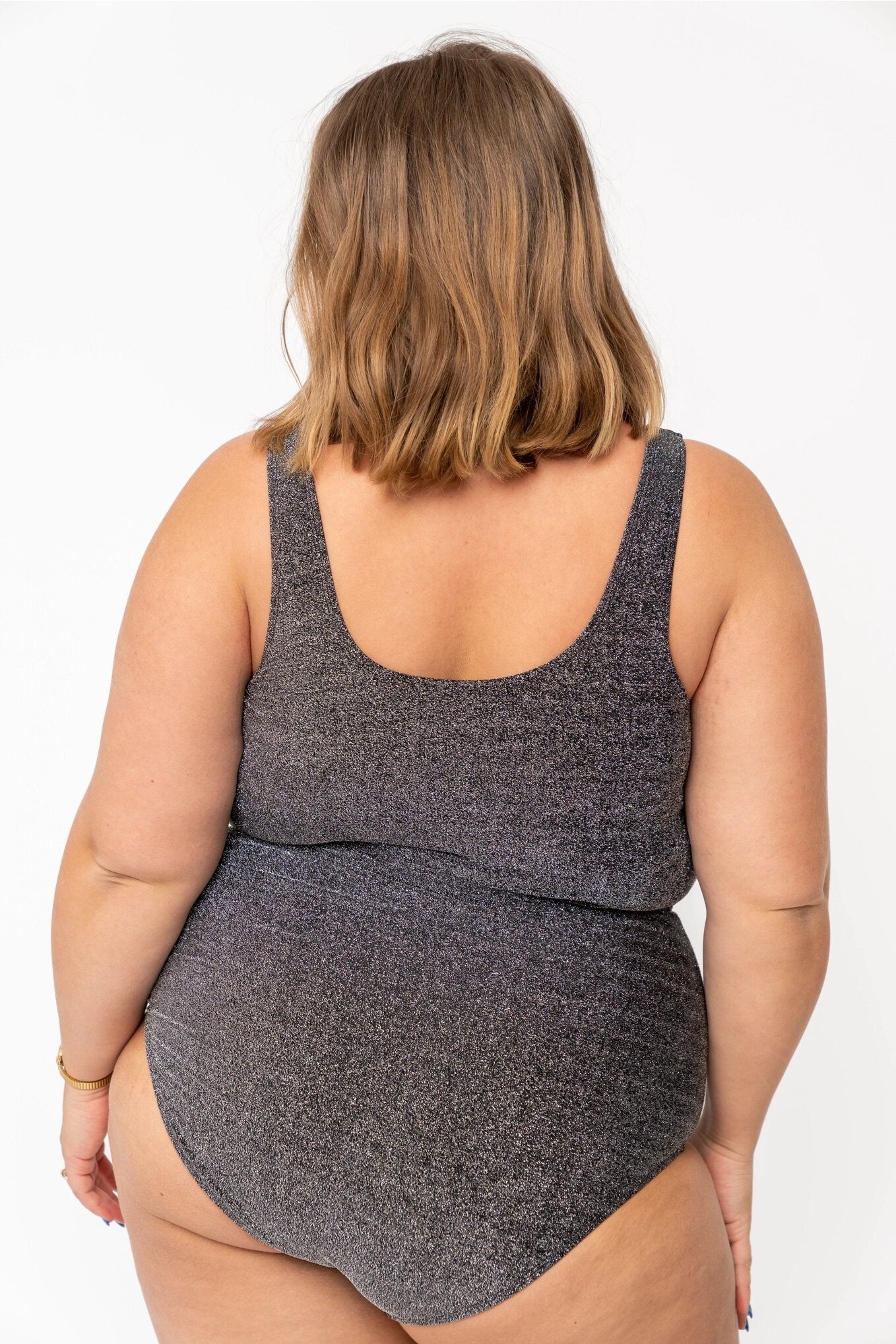 Knotted Front Swim Top Black Shimmer