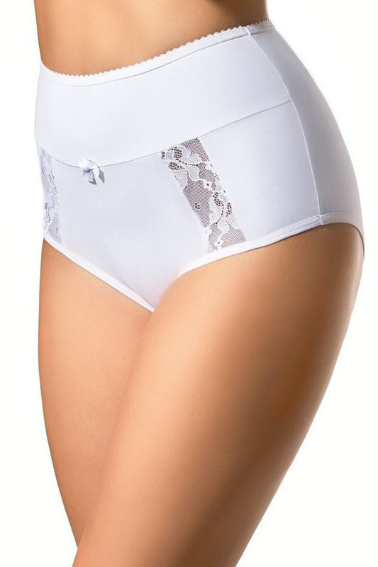 High Waisted Lace and 92% Cotton Brief (White)