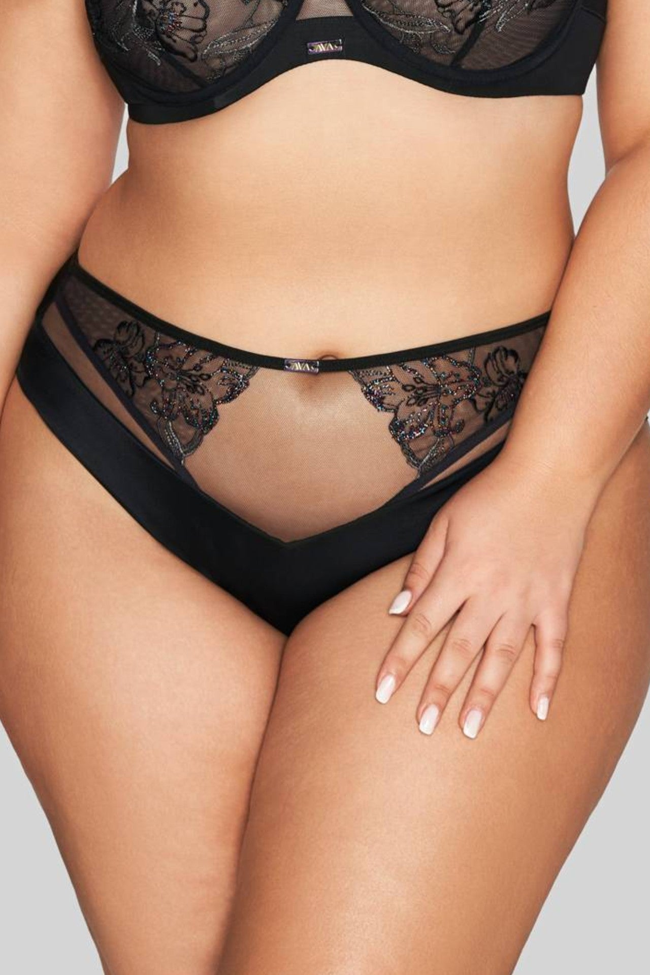 Black Sheer Lace Brief by Ava