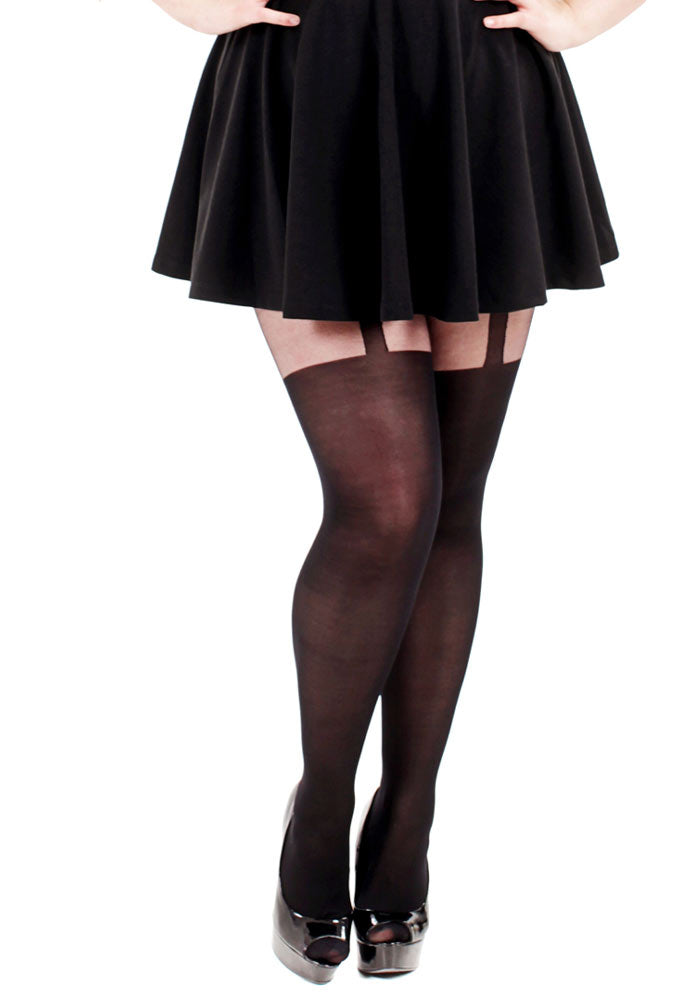 Pamela Plain Stripe Suspender Tights