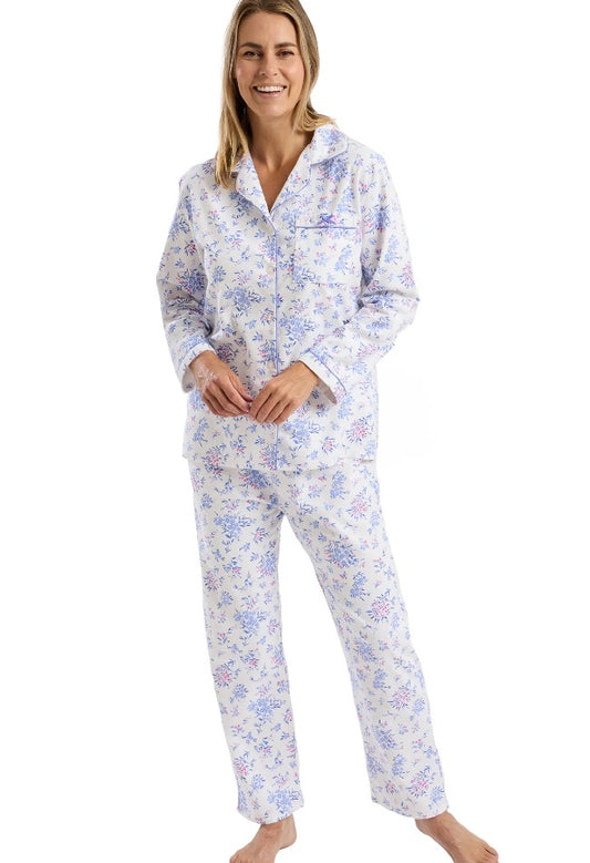 100% Brushed Cotton Womens Printed Pyjama Set