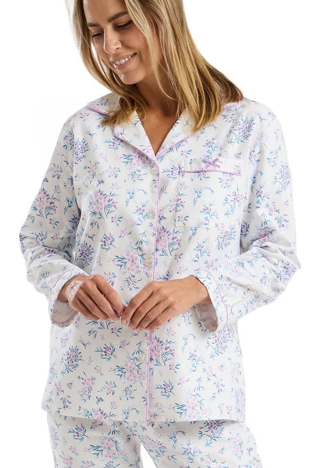 100% Brushed Cotton Womens Printed Pyjama Set
