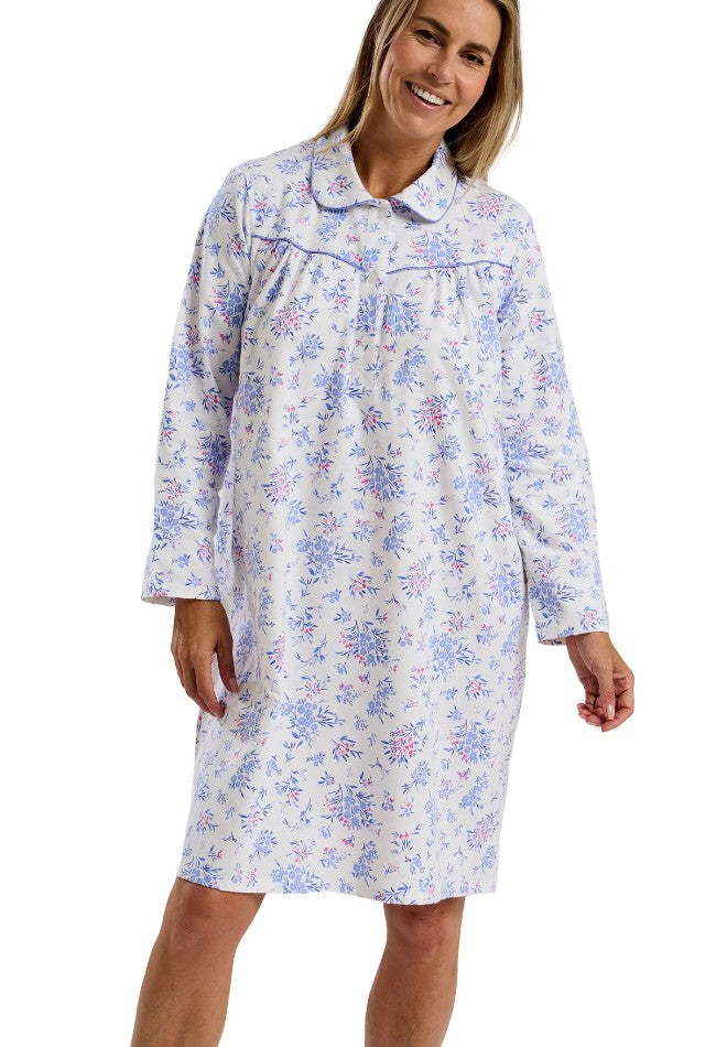 Floral Bouquet Soft Brushed 100% Cotton Shorter Length Nightdress