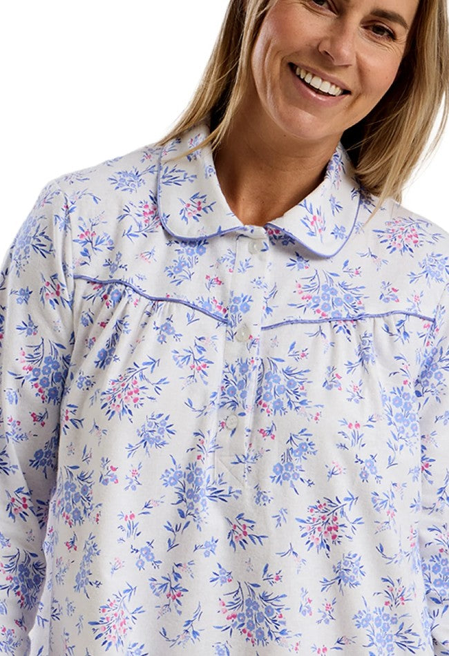 Floral Bouquet Soft Brushed 100% Cotton Shorter Length Nightdress
