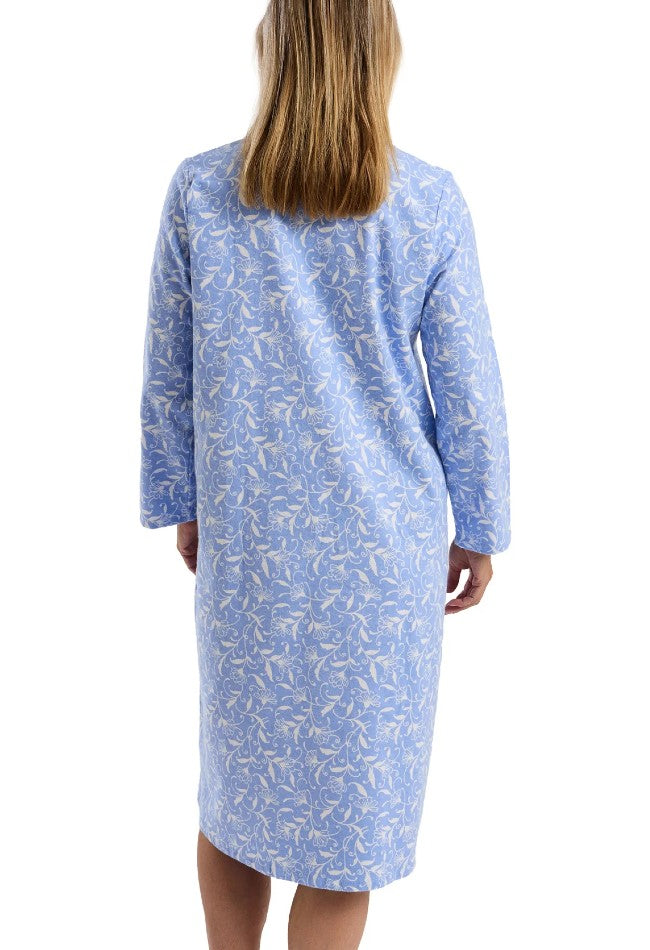 Ladies 40" Brushed 100% Cotton Print Long Sleeve Nightdress