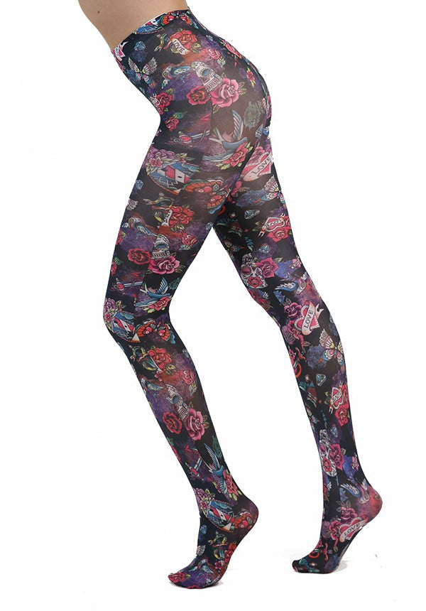 Sugar Skulls Printed Tights
