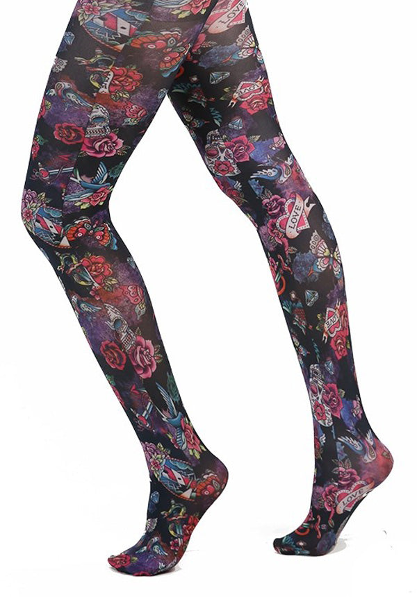 Sugar Skulls Printed Tights