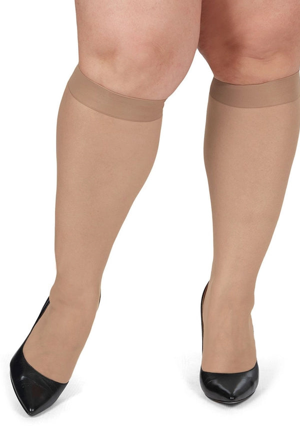 MeMoi Energizing Plus Size Knee High Stockings 2-Pack