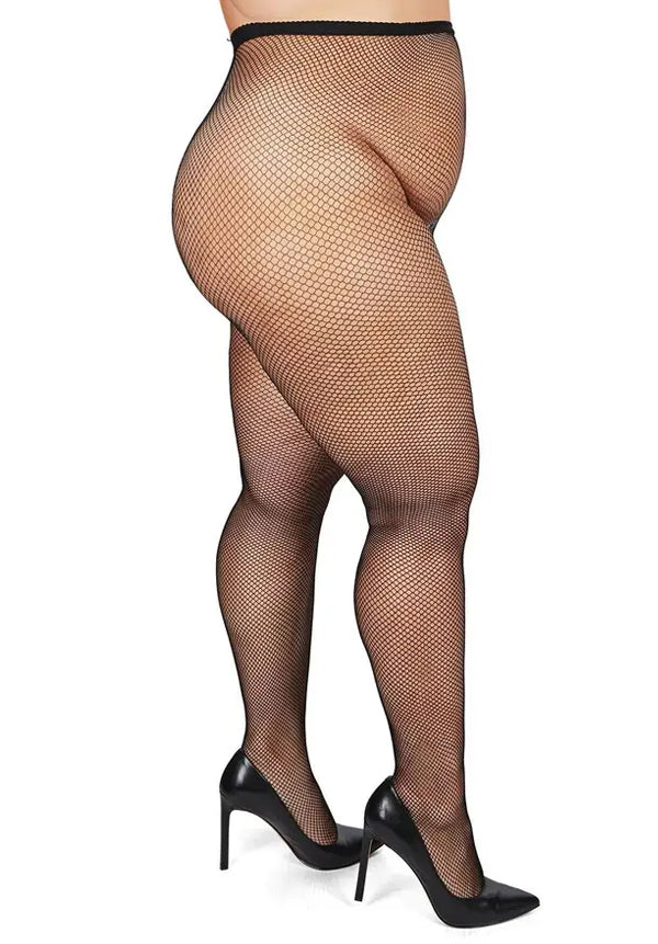 MeMoi Plus Size Curvy Fishnet Tights Black