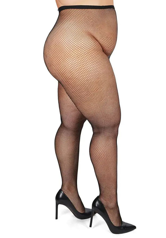 MeMoi Plus Size Curvy Fishnet Tights Black