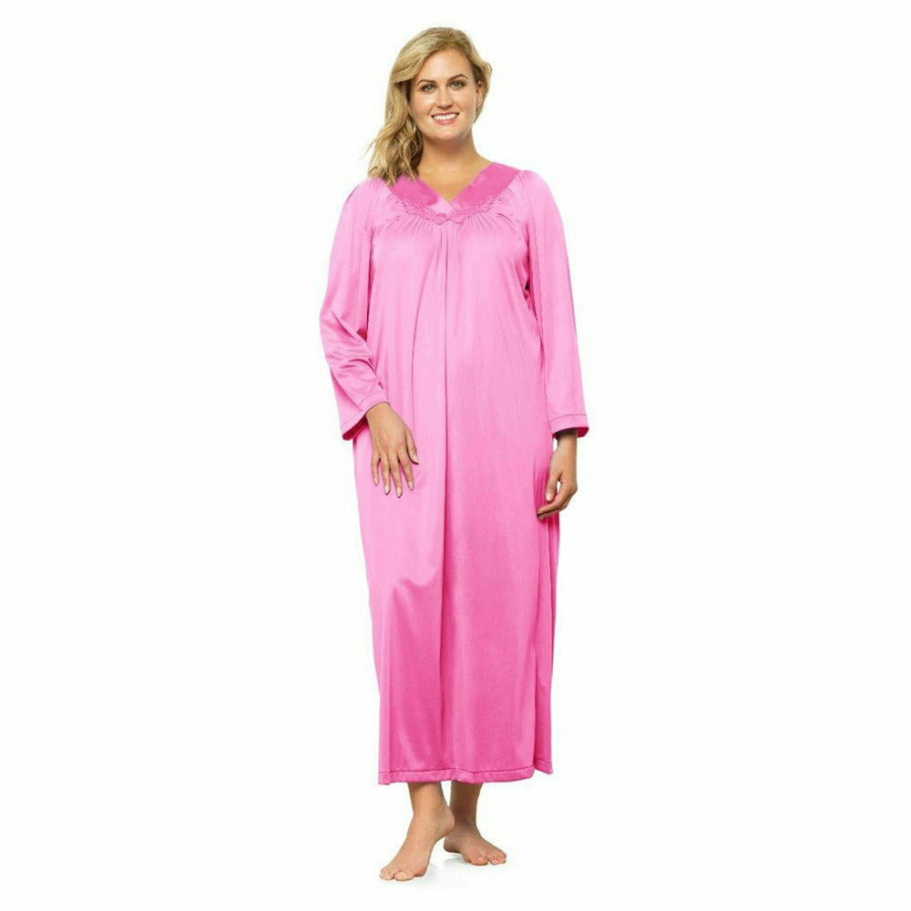 Plus Size Long-Sleeve Nylon Nightgown - Style Gallery