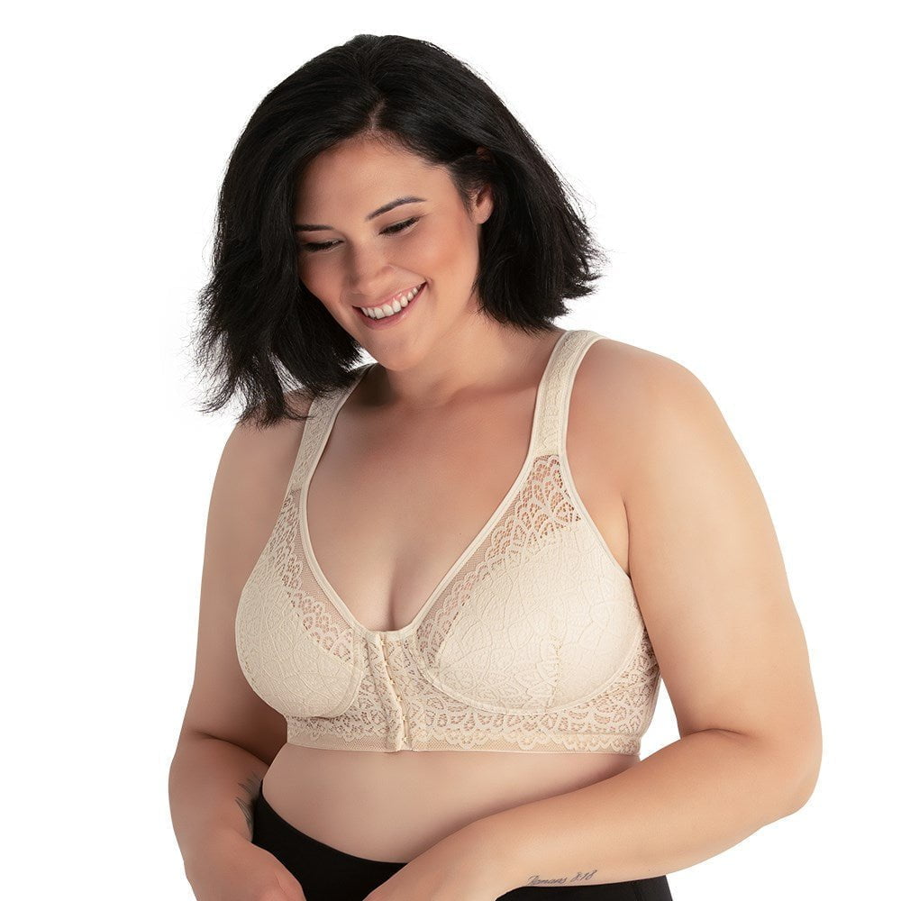 Nora Back Smoothing Wirefree Front Close Bra With Lace - Style Gallery