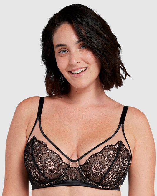 Serena Wired Tulle & Lace Plunge Bra Sans Complexe
