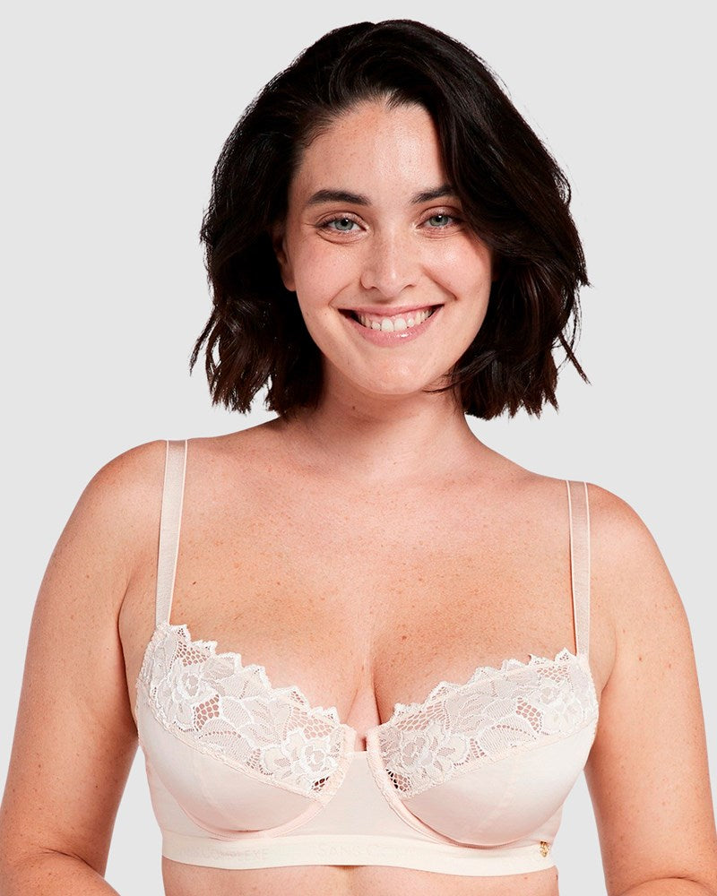 Arum Gloss Wired Half Cup Longline Bra with Lace Sans Complexe