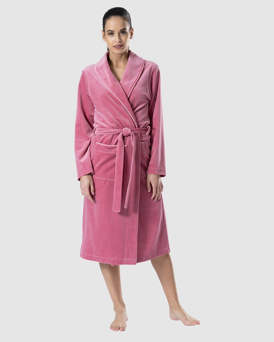 Classic Niki Robe w Shawl Collar 120cm Rosewine