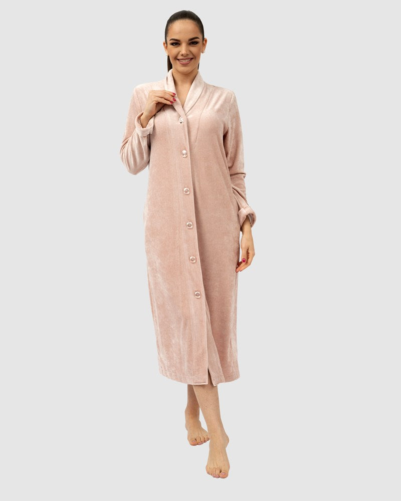 Vancouver Button Up Bamboo & Cotton Robe Rose