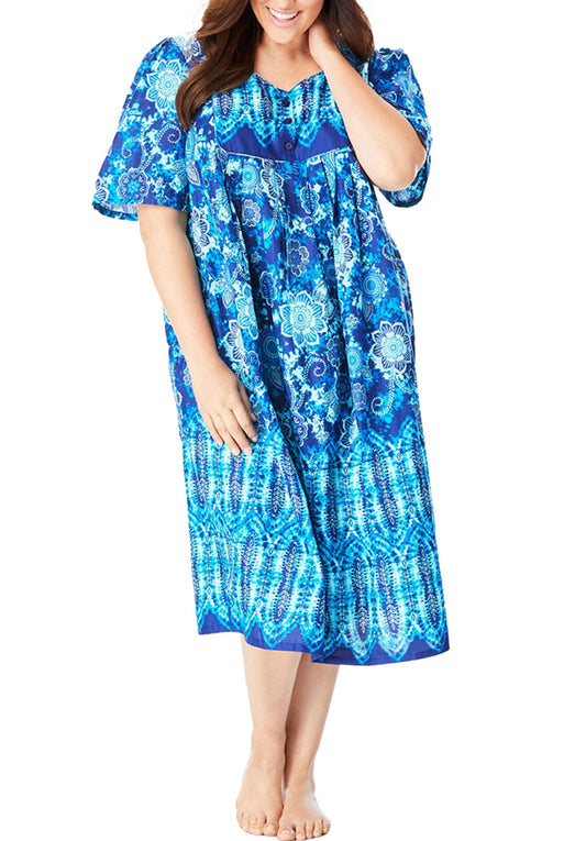 100% Cotton Tie Dye Printed Short Lounger Dress