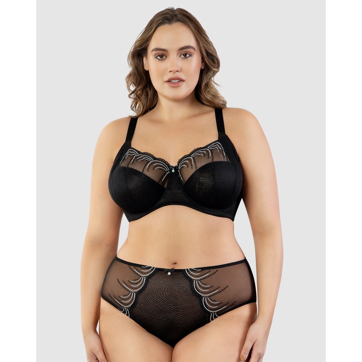 Pearl Wired Unlined Full Bust Bra With Embroidery - Style Gallery