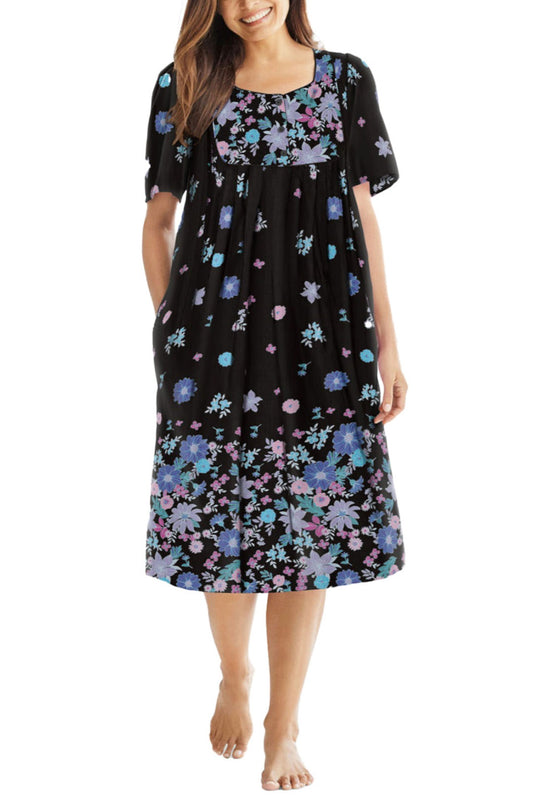 100% Cotton Blossoms Print Short Lounger Dress
