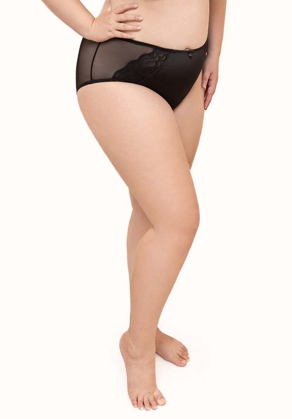 Eve Total Sheer Women Lace Side Plus Size Hipster Brief Black