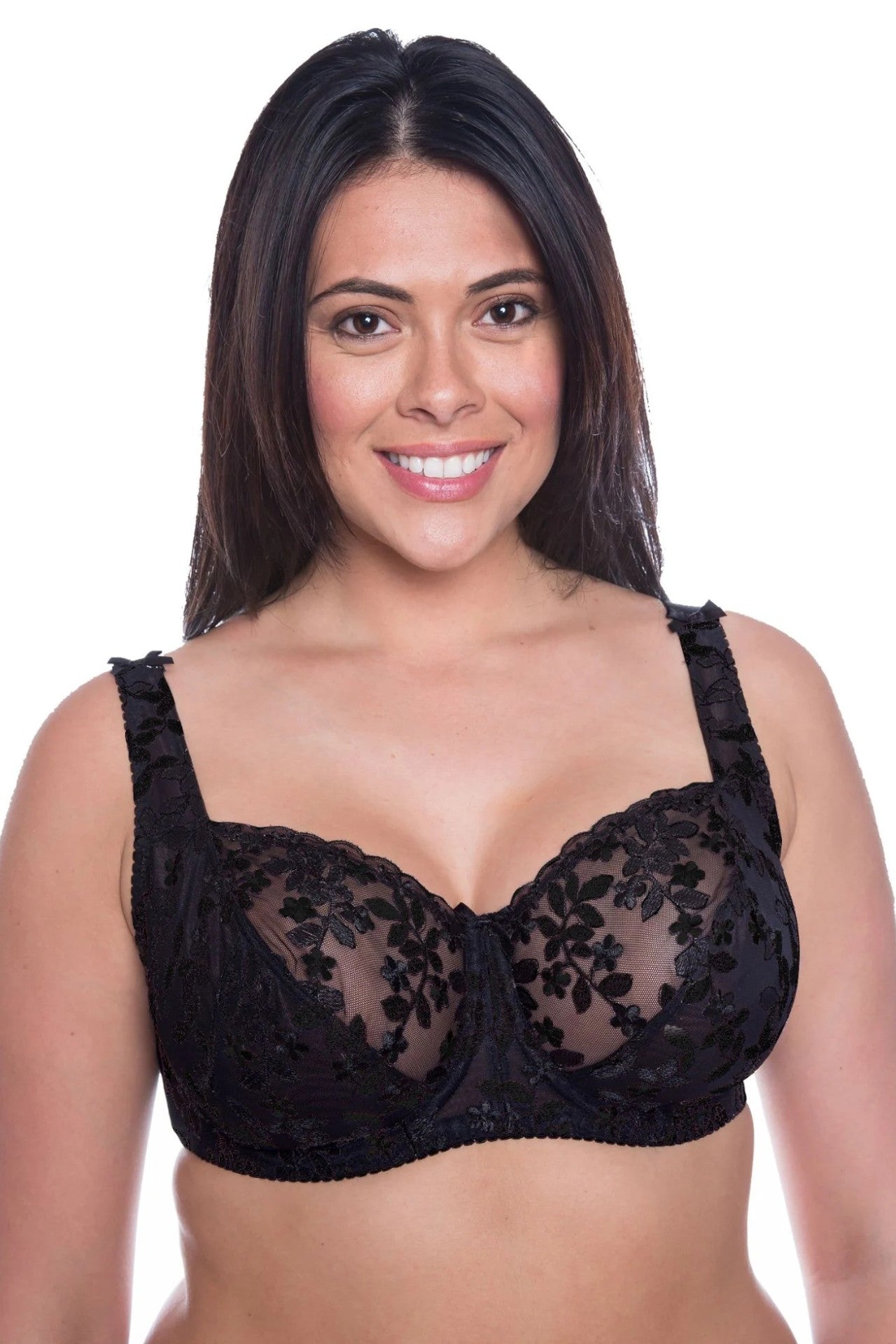 Seductive Black Lace Underwired Bra D-J