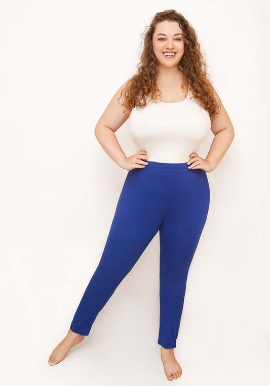 Plus Size Pj Pants Pull On with Tapered Legs Blue Color