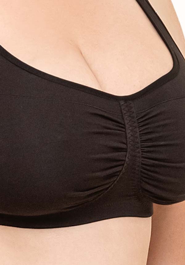 Plus Size Cotton Wirefree Bra Leisure Style in Black