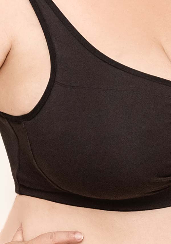 Plus Size Cotton Wirefree Bra Leisure Style in Black