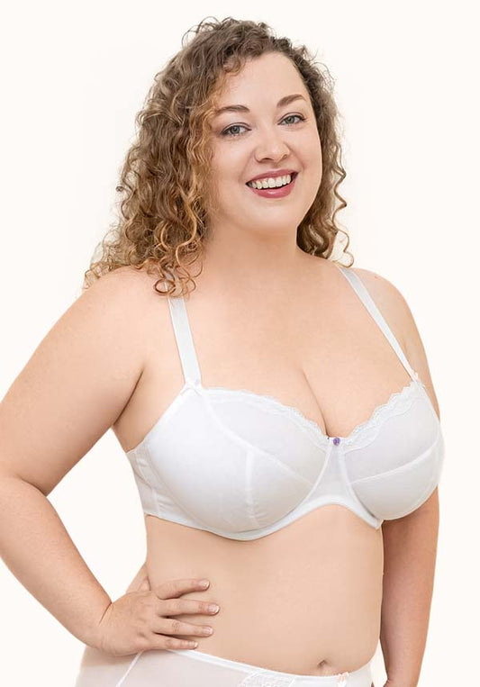 Lily Underwire Plus Size Minimizer Bra White (Please Size Up)