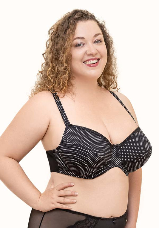 Polka Dots Plus Size Underwire Bra Non Padded and Unlined