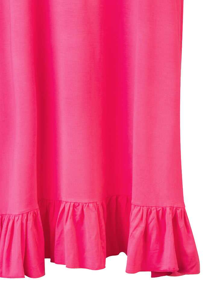 Ruffle Hem Longer Length Sleeveless Viscose Nightdress Fushia