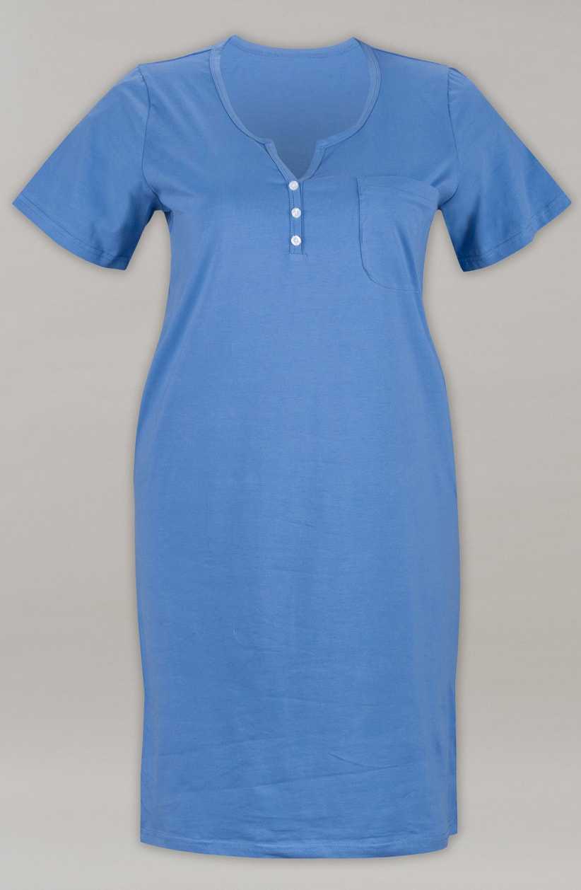 Women's V-neck Classic Cotton Short Sleeve Nightie Denim