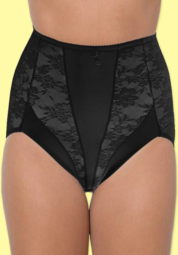 Plus Size Control Lace Full Brief Black