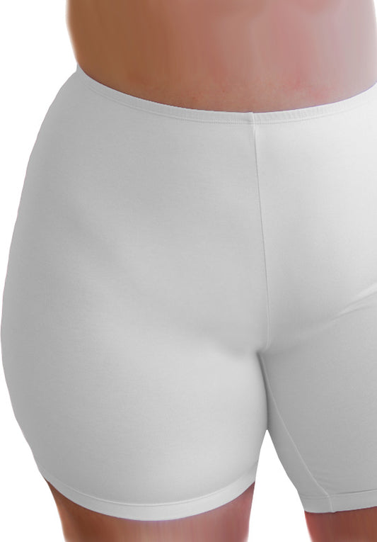 Plus Size Anti Chafing Cotton Stretch Fitted Boxer White