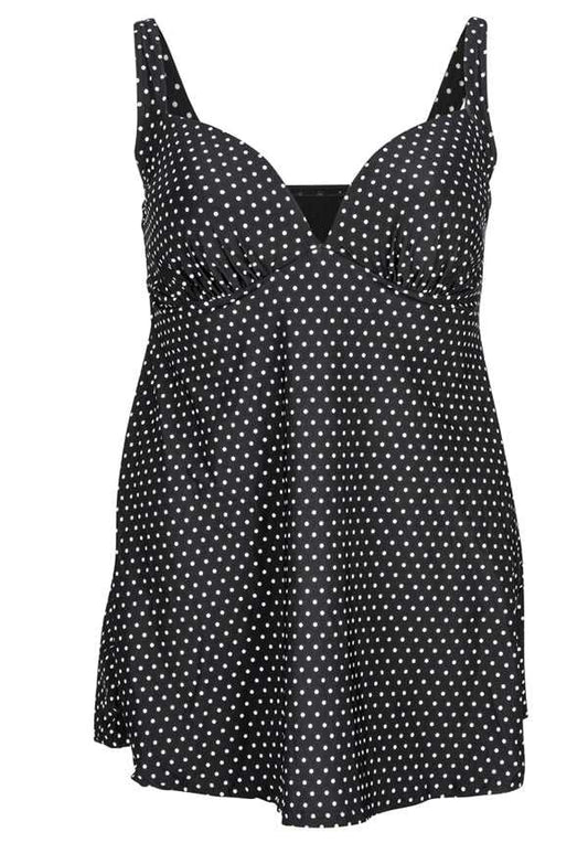 Polka Dots Plunge Front Swimdress D to E