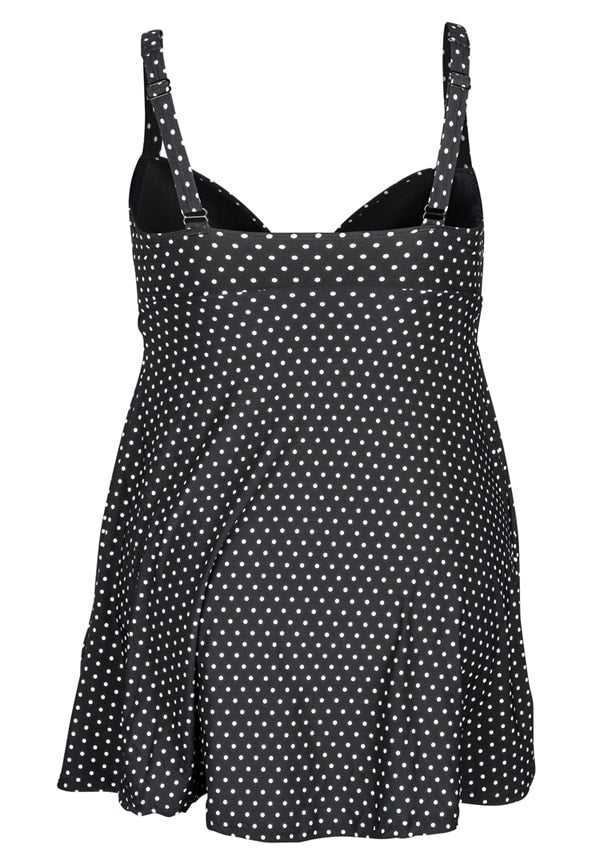 Polka Dots Plunge Front Swimdress D to E